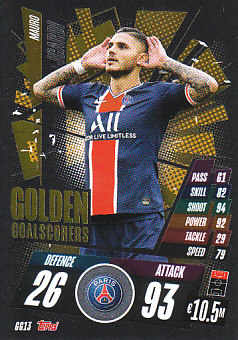 Mauro Icardi Paris Saint-Germain 2020/21 Topps Match Attax CL Golden Goal Scorers #GG13
